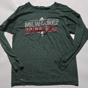 adidas Green Milwaukee Basketball Long-Sleeve Tee